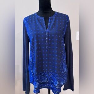Lucky Brand Navy and Royal Blue Blouse